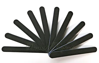 10pc Black Nail Files 180/180 Grit 7  Acrylic Nail File Blue Plastic Center • $8.49