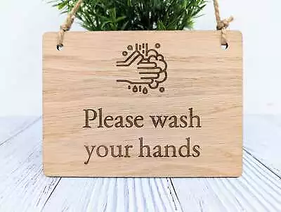 Please Wash Your Hands - Wooden Sign - Ideal For Offices Restaurants • £4.96