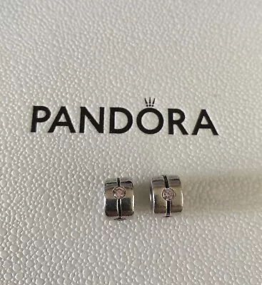 Pandora Silver & Pink Cubic Zirconia Charms X2 Item 790172PCZ Rrp £40 Each • £30