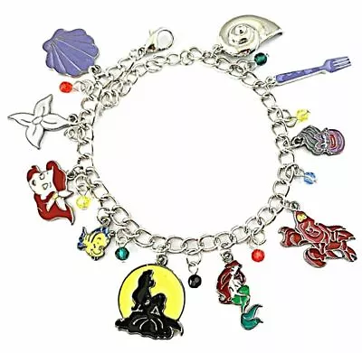 Little Mermaid Ariel Character Themed Multicharm Metal Charm Bracelet • $12.99
