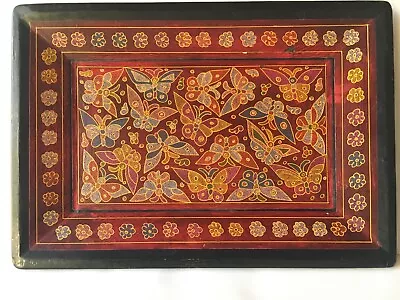 Olinala Lacquerware Butterfly Tray Mexican Folk Art Mexico Dots Lacquered Wood • $29.95