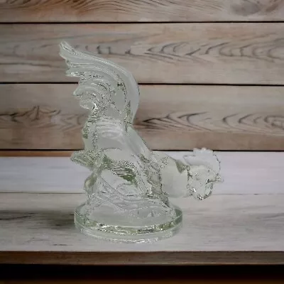 Vintage Haley Kemple Glass Fighting Cock Clear Glass Bookend 1950's Rooster • $23.95