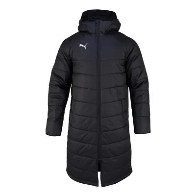 Puma Liga Sideline Bench Men's Long Jacket Coat Black Asian Fit NWT 65529903 • $143.91