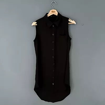 Ladies Black Sleeveless Longline Lightweight Summer Shirt Blouse Top Size 10 • £3.99