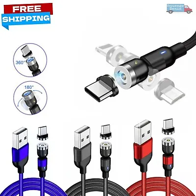 Magnetic Charging Cable 180+360° Rotate Phone Charger Adapter For IPhone Type C • $5.99