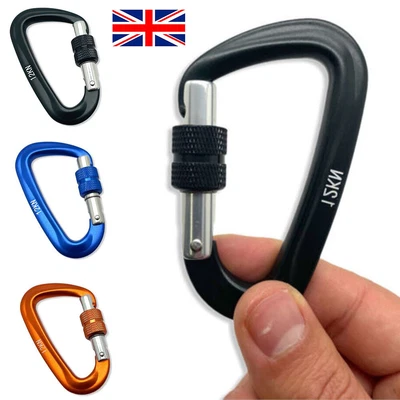 £4.95 • Buy 12KN Screw Lock Heavy Duty Carabiner Clip Hook Aluminum D-Ring Rock Climbing UK