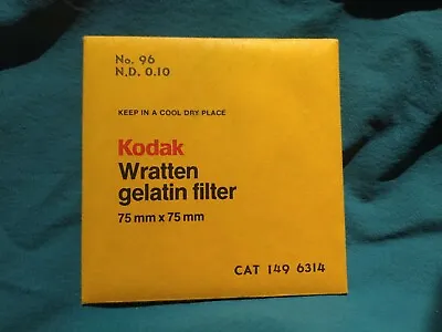 $15.68 • Buy Kodak Wratten Gelatin Filter 96 75mm .10 .20 .30 .40 .70 1.00 2.00 3x3 Gray