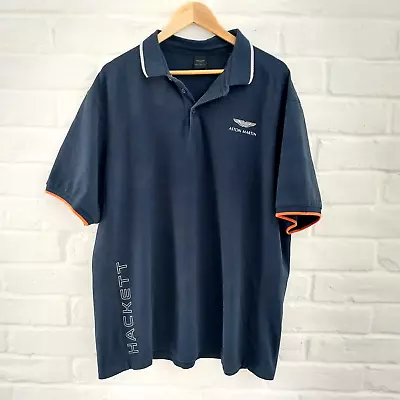 Hackett Aston Martin Racing Shirt Men 2XL Navy Blue Short Sleeve Polo Casual • $24.93