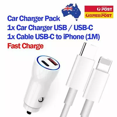 Car Charger Dual USB Adapter With USB C Cable For Apple IPhone 13 12 11 Pro Max • $17.99