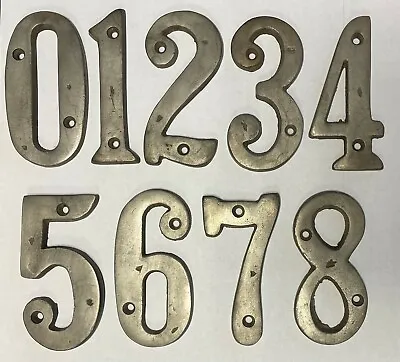 4  Rustic Silver Patina Solid Bronze Metal House Numbers 4 INCH PICK NUMBER  • $6.99