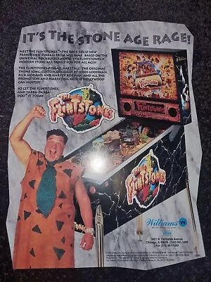 The Flintstones Bally Pinball Original NOS Promotional Advertising Flyer • $15