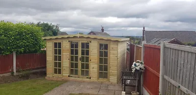 10x6 Summer House Treated Apex Office Cabin Garden Building Shed Summerhouse T&g • £1350