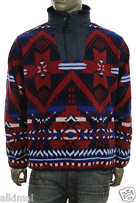 New Polo Ralph Lauren Half Zip Indian Blanket Fleece Hooded Sweater Xl • $84.99