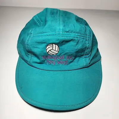 Vintage 5 Panel Volleyball Beach Hat Key West 90s Teal Breathable Activewear • $12.97