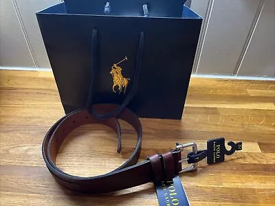 BNWT Mens Brown Leather Ralph Lauren Polo Belt 32 Waist RRP £70 • £55