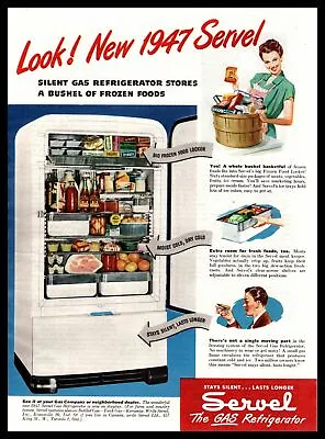 1947 Servel Silent Gas Refrigerator  Stays Silent  Toledo Ohio Vintage Print Ad • $9.95