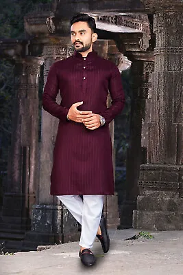 Kurta Indian Men Men's Wear Traditional Dress Shirt Pajama Set Wedding Cotton • $36.25