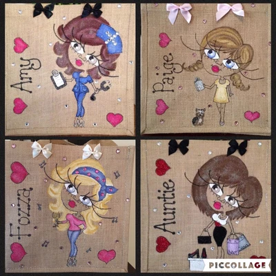 £68 • Buy 6 X Personalised Jute Bag 32cm X 32cm Bridesmaids Hen Party Gift