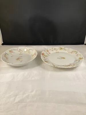 Bread Plate & Berry Bowl Haviland China Limoges Schleiger 57T Pattern Pink • $9.99