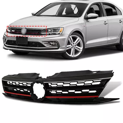 Fit 2015 2016 2017 VW Volkswagen Jetta Black Front Honeycomb Grille W/Red Trim • $43.94