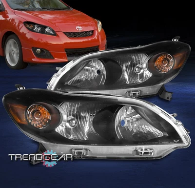 $182.95 • Buy For 09-14 Toyota Matrix S Xr Xrs Crystal Style Headlights Headlamps Lamps Black
