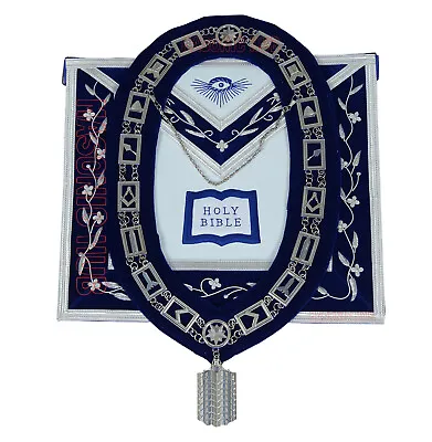 Masonic Blue Lodge Officer 100% Lambskin Apron - CHAPLAIN + Chain Collar • $119.99