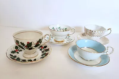 Lot Of 4 English Bone China Tea Cups & Saucer Sets Vintage Tea Party Queen Anne • $28.80