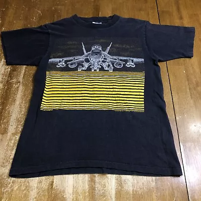 F/A-18 Hornet Combat Aircraft Shirt 1986 Blackbird Single Stitch Double Side S/M • $24.99