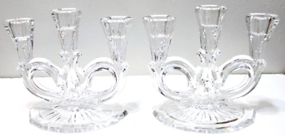 Vintage Lead Crystal Candelabra PAIR Each Holds 3 Candles West Germany 6  Tall • $54.99