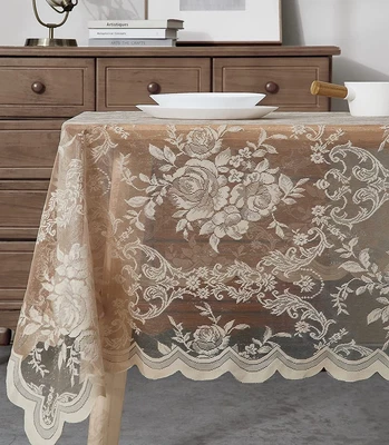 $25.78 • Buy 60 X 84 Lace Tablecloth. Gold Linen Rectangle Tablecloth With English Rose
