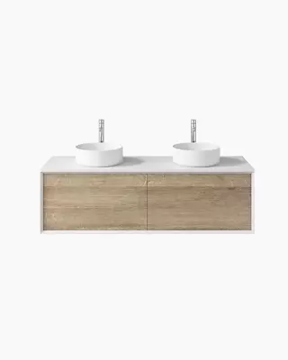 Bathroom 1500 Vanity Matte White Timber Bath Cabinet Wall Hung Mounted Top Basin • $1054