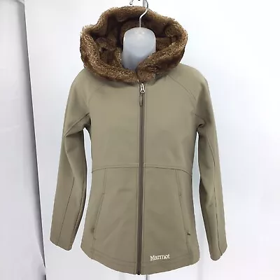 Marmot Womens Sz Medium Furlong Shell Jacket Faux Fur Hood Org. $165 • $28.99