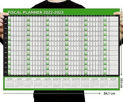 £3.50 • Buy FISCAL 2022 - 2023 A2 Size Full Year Wall Planner Calendar Home Office Work A2