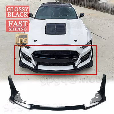 For Ford Mustang GT500 2015-2021 Painted Black Front Bumper Lip &Corner Splitter • $179.99