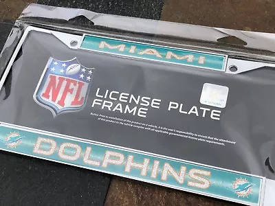 1 Miami Dolphins  Glitter - Bling  Metal Vehicle License Plate Frame • $22.49