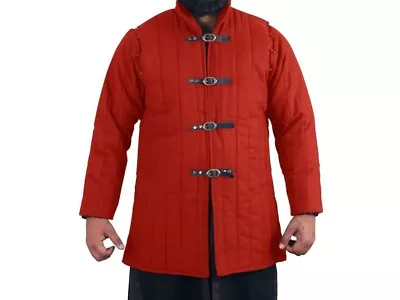 Medieval Gambeson Renaissance Red Coat Aketon Jacket Thick Padded Armor SCA • $84.55