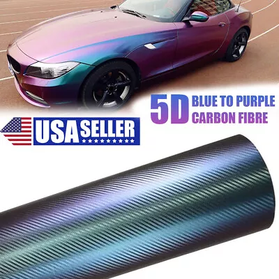 Chameleon Blue To Purple Carbon Fiber Car Vinyl Wrap Sticker Decal Sheet Self US • $12.89