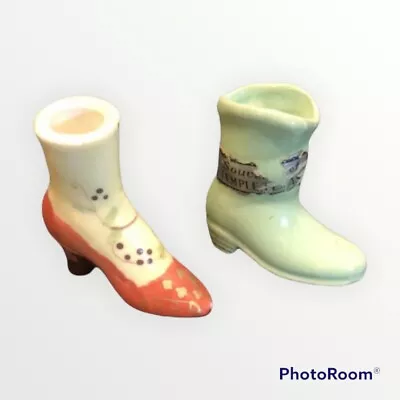 Mini Ceramic High Heel Cowboy Boot Shoe Figure Collectible - Collection Of 2 • $7.95