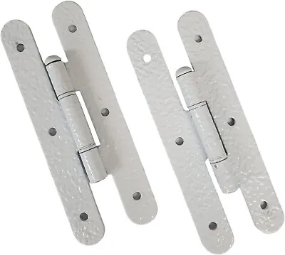 Hammercraft Wrought Iron H Hinges 7  For Ornamental Doors - White - (Pair) • $29.99