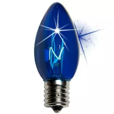 25-PK C9 BLUE TWINKLE Light Bulbs BLINKING 7W Transparent Christmas NEW 1640-04 • $22.95