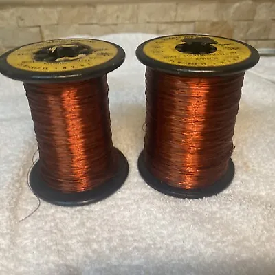 2 Vintage Spools Copper Wire #28 Magnet Wire Inc - Heavy Polythermaleze • $22.99