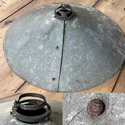 Antique VTG Early 1900s 1920s Galvanized Riveted Lamp Light Shade Reflector OC • $125