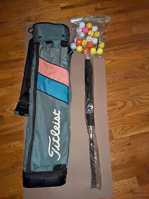 Vtg Titleist Lightweight 3-Way Golf Bag  Carry Sunday USA Single Strap /  Extras • $119.95