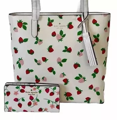 NWT Kate Spade Jana Tossed Strawberry Tote And Matching Wallet BEAUTIFUL GIFT! • $389.80