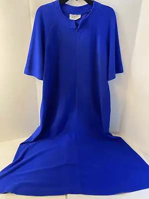 Vanity Fair Royal Blue 1/2 Zipper Fleece Gown Rn#37966 USA Medium • $30