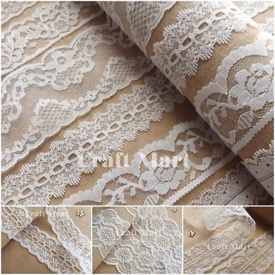 VINTAGE Antique Style Ivory LACE RIBBON WEDDING Sewing Bridal Shabby Dress Diy • £2.19