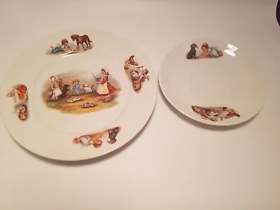 Vtg Silesia Carl T. Altwasser Childs Plate & Saucer Of Children At Play Germany • $19.99