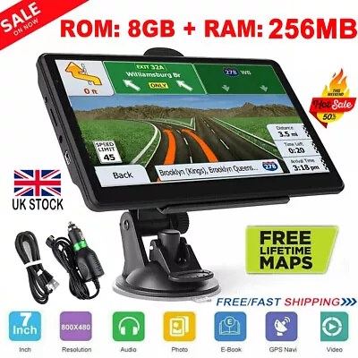 7'' Car Truck Sat Nav GPS Navigation 8GB Free Lifetime UK &EU Maps Touch Screen • £41