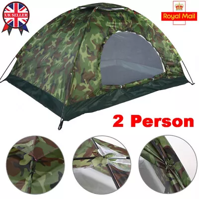 2-3 Person Outdoor Camping Waterproof 4 Season Family Tent Camouflage Hiking UK • £19.93