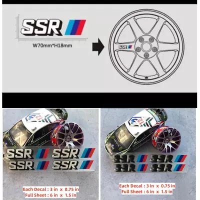 4 Pcs SSR Type C Racing Wheel Rim Decals Stickers Universal Reflective Auto Car • $4.95